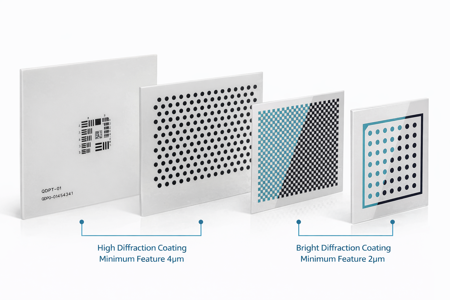 Custom ceramic calibration plate: matte ceramic (4 μm min. line width) and glossy ceramic (2 μm min. line width)